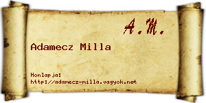 Adamecz Milla névjegykártya